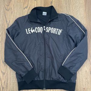 Vintage Le Cog Sportif Black & White  Track Jacket Windbreaker Womens MEDIUM